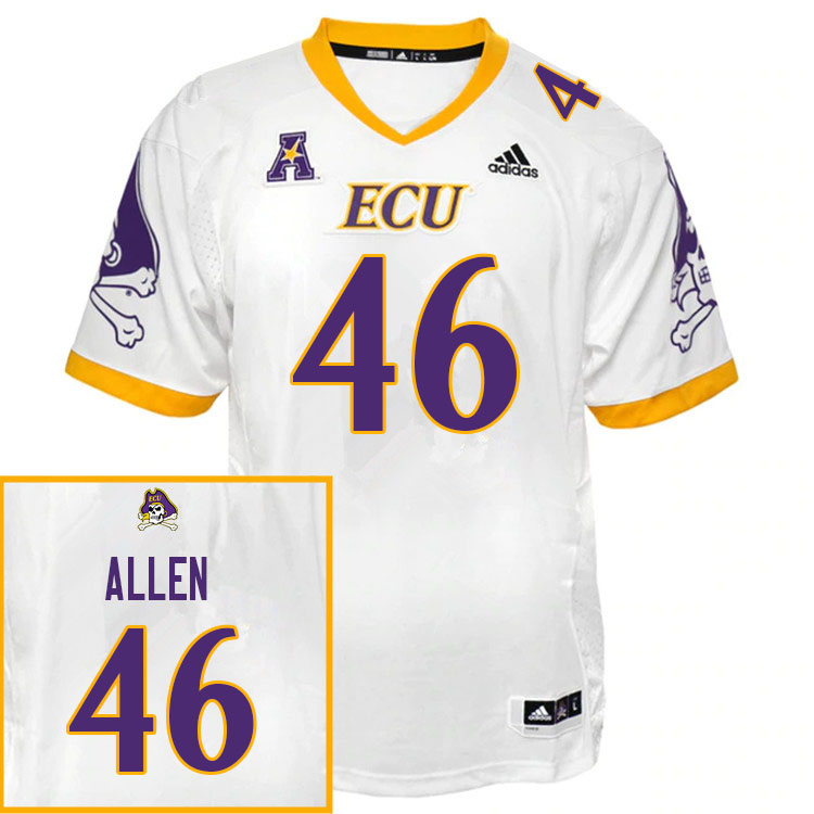 Men #46 Wistar Allen ECU Pirates College Football Jerseys Sale-White - Click Image to Close